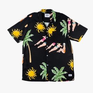 Duvin Lazy Days Casual Summer Buttonup Cocktail Short Sleeve Shirt NWT Large